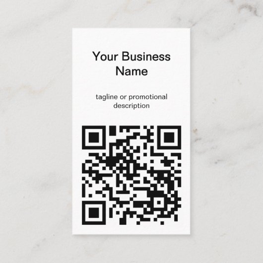 Eenvoudige moderne zwart-wit QR-code Logo rechtop Visitekaartje (Achterkant)