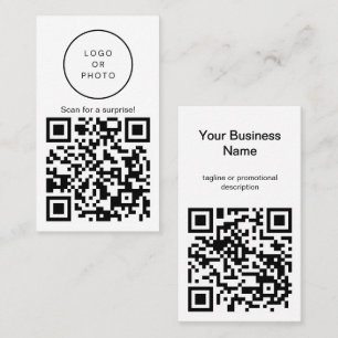 Eenvoudige moderne zwart-wit QR-code Logo rechtop Visitekaartje