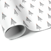 Eenvoudige moderne zwart-witte kerstboom cadeaupapier (Rol Hoek)