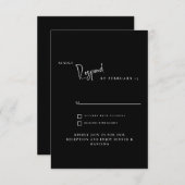Eenvoudige Moderne Zwarte Bruiloft RSVP (Voorkant / Achterkant)