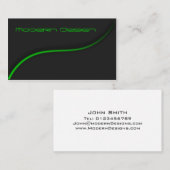 Eenvoudige moderne zwarte en groene swoosh - Visit Visitekaartje (Voorkant / Achterkant)