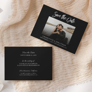 Eenvoudige Moderne Zwarte en Witte Foto sparen de  Bedankkaart