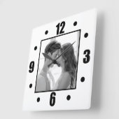 Eenvoudige, moderne zwarte en witte foto vierkante klok (Hoek)