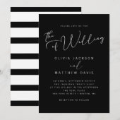 Eenvoudige moderne zwarte en witte kalligrafie kaart (Voorkant / Achterkant)