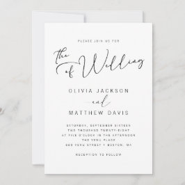 Eenvoudige moderne zwarte en witte kalligrafie kaart