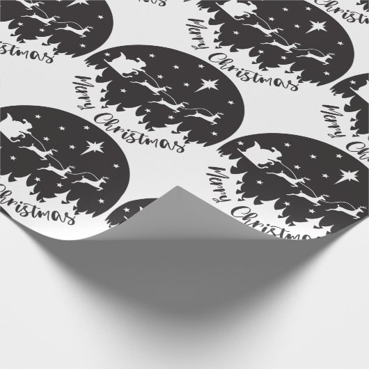 Eenvoudige, moderne zwarte en witte kerst cadeaupapier (Hoek)