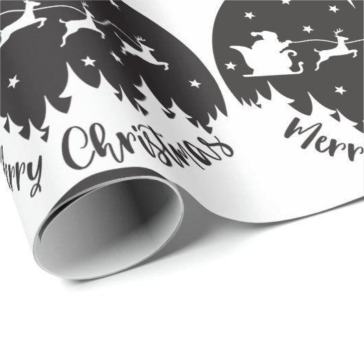 Eenvoudige, moderne zwarte en witte kerst cadeaupapier (Rol Hoek)