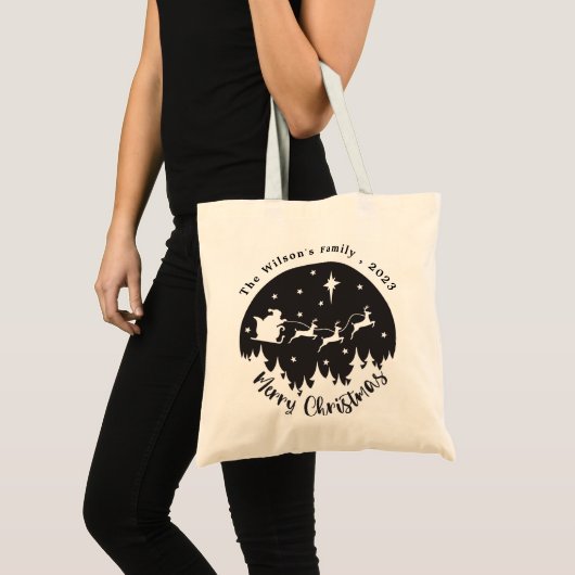 Eenvoudige, moderne zwarte en witte kerst tote bag (Voorkant (product))