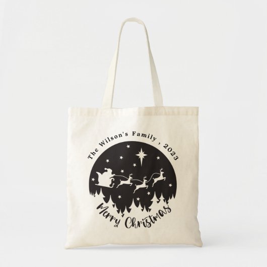Eenvoudige, moderne zwarte en witte kerst tote bag (Voorkant)