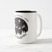 Eenvoudige, moderne zwarte en witte kerst tweekleurige koffiemok (Voorkant rechts)