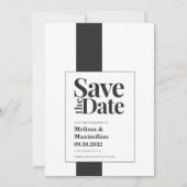 Eenvoudige, moderne, zwarte en witte, minimale bru save the date (Voorkant)