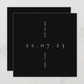 Eenvoudige moderne zwarte en witte Save the Date Kaart (Voorkant / Achterkant)