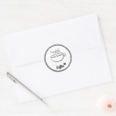 Eenvoudige, moderne, zwarte en witte, warme koffie ronde sticker (Envelop)