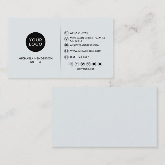 Eenvoudige, moderne zwarte en zwarte witte Logo en Visitekaartje (Voorkant / Achterkant)