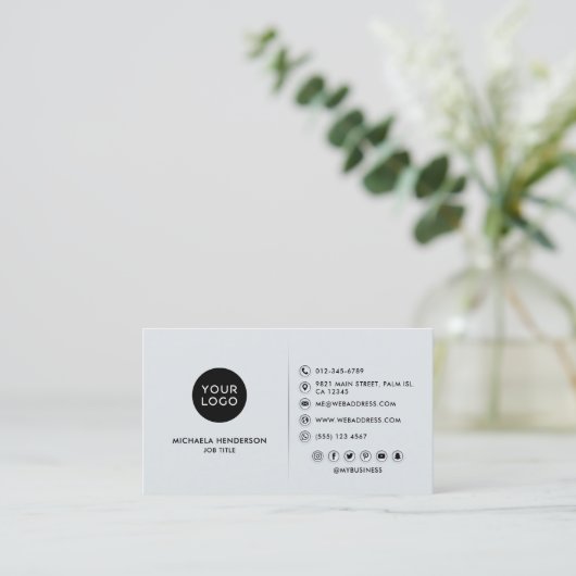 Eenvoudige, moderne zwarte en zwarte witte Logo en Visitekaartje (Staand voorkant)
