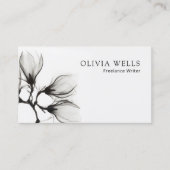 Eenvoudige, moderne, zwarte, Floral Professional Visitekaartje (Voorkant)