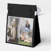 Eenvoudige moderne zwarte foto afstudeerfeest bedankdoosjes (Achterkant)