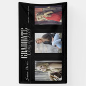 Eenvoudige moderne zwarte foto afstudeerfeestbanne spandoek (Verticaal)