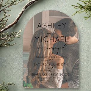 Eenvoudige moderne zwarte foto kalligrafie Verlovi Kaart