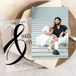 Eenvoudige moderne zwarte foto underlay bruiloft save the date