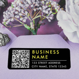 Eenvoudige Moderne Zwarte Gele Web Contact QR Code Etiket