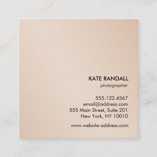 Eenvoudige, moderne zwarte, gouden rugzijde vierkante visitekaartje (Achterkant)