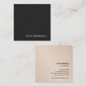 Eenvoudige, moderne zwarte, gouden rugzijde vierkante visitekaartje (Voorkant / Achterkant)