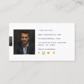 Eenvoudige, moderne zwarte goudkleur - foto visitekaartje (Achterkant)