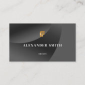 Eenvoudige, moderne zwarte goudkleur - foto visitekaartje (Voorkant)