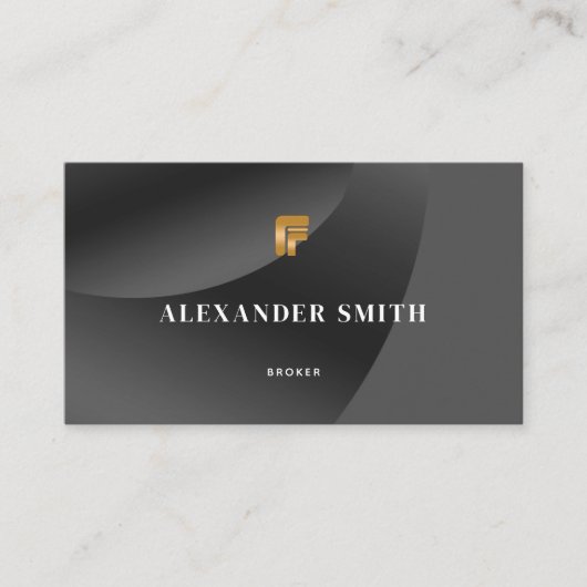 Eenvoudige, moderne zwarte goudkleur - foto visitekaartje (Voorkant)