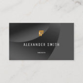 Eenvoudige, moderne zwarte goudkleur - foto visitekaartje (Voorkant)
