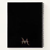 Eenvoudige, moderne zwarte goudmonogram notitieboek (Achterkant)