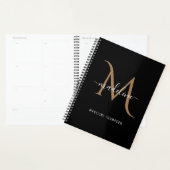 Eenvoudige, moderne zwarte goudmonogram planner (Display)