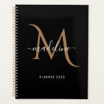 Eenvoudige, moderne zwarte goudmonogram planner<br><div class="desc">Eenvoudige,  moderne zwarte goudmonogram</div>