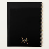 Eenvoudige, moderne zwarte goudmonogram planner (Achterkant)