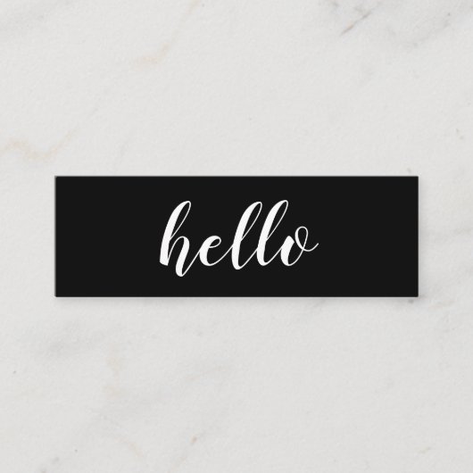 Eenvoudige moderne zwarte Hallo QR-code Mini Visitekaartje (Voorkant)