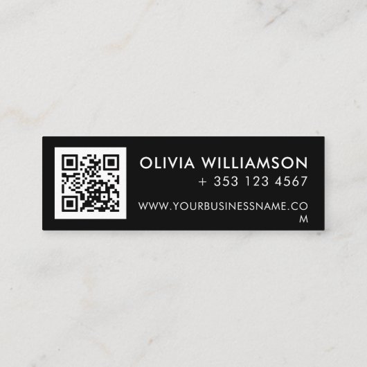 Eenvoudige moderne zwarte Hallo QR-code Mini Visitekaartje (Achterkant)