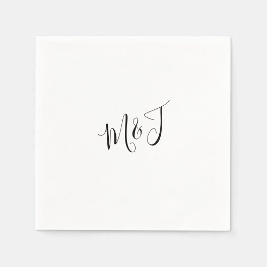 Eenvoudige moderne zwarte Initialen met Script Cou Servet (Voorkant)