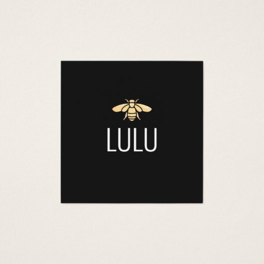 Eenvoudige, moderne zwarte, minimalistische goudbi vierkante visitekaartjes (Voorkant)