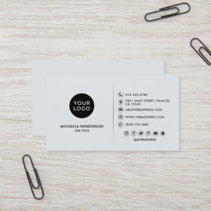 Eenvoudige moderne zwarte & off-white logo & socia visitekaartje