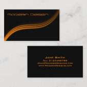 Eenvoudige moderne zwarte, Oranje swoosh - Visitek Visitekaartje (Voorkant / Achterkant)
