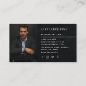 Eenvoudige, moderne, zwarte, professionele foto visitekaartje (Achterkant)