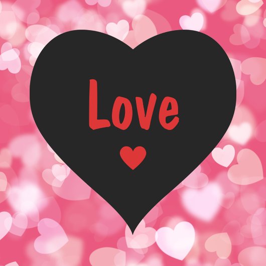 Eenvoudige Moderne Zwarte & Rode Hart Valentijn Sticker