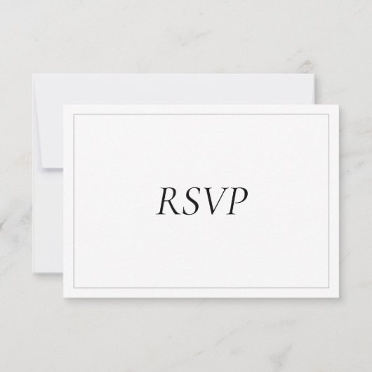 Eenvoudige, moderne, zwarte RSVP-grens RSVP Kaartje (Achterkant)
