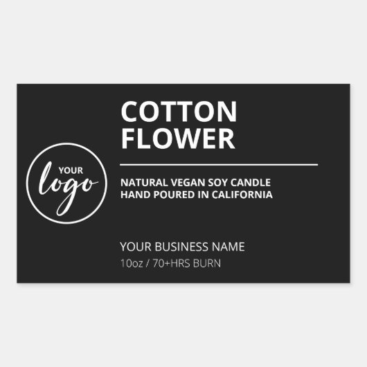 Eenvoudige moderne zwarte-Soy-kaarsenlabels Rechthoekige Sticker (Voorkant)