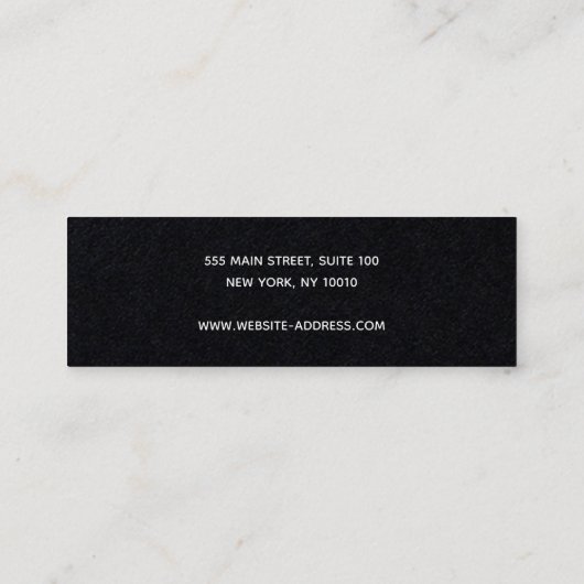 Eenvoudige, moderne, zwarte-staafvormig beeldscher mini visitekaartje (Achterkant)