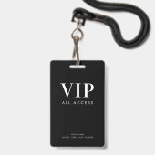 Eenvoudige moderne zwarte VIP All Access Pas evene Badge (Voorzijde met lanyard)
