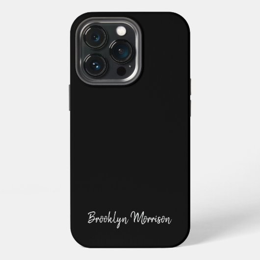 Eenvoudige moderne zwarte witte aangepaste script iPhone hoesje (Achterkant)
