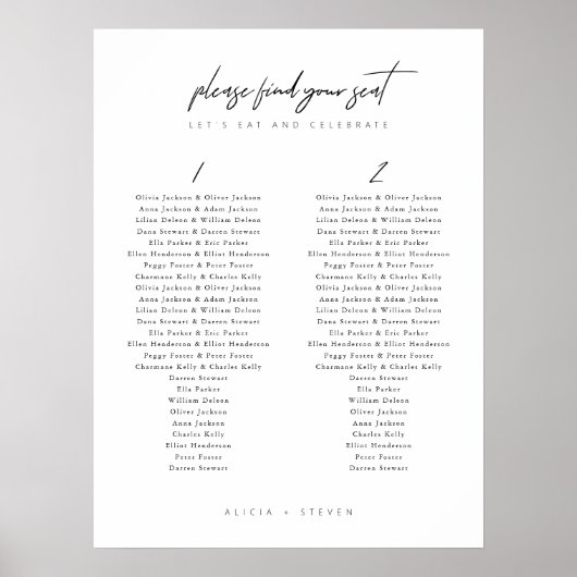 Eenvoudige moderne zwarte & witte bruiloft poster (Voorkant)