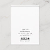 Eenvoudige, moderne, zwarte, witte Kaart Visitekaartje (Achterkant)